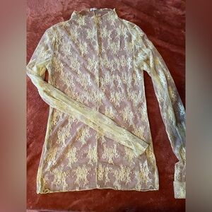 FREEPEOPLE yellow lace long sleeve